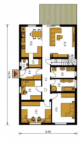 Floor plan of ground floor - BUNGALOW 223